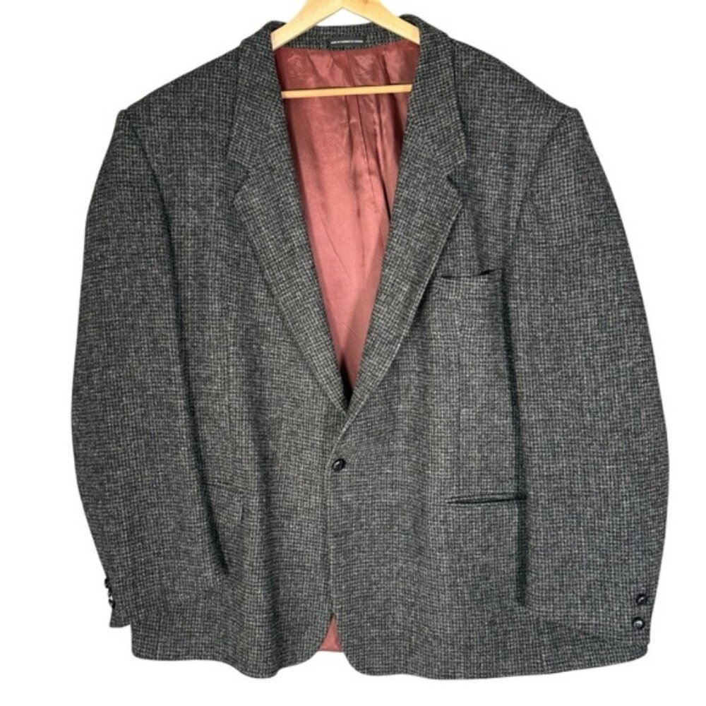 Vintage Harris Tweed Blazer Sport Coat Grey  Classic Old Money 54L